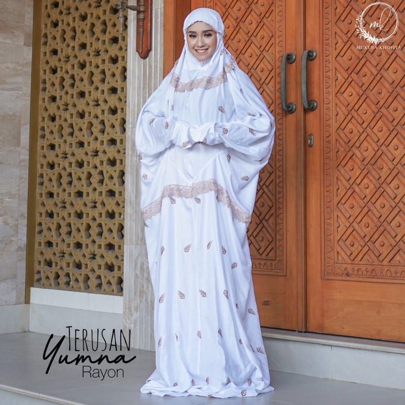 Mukena Rayon Putih Mukena Dewasa Terusan Rukuh Kudus Mukena Lajuran Bahan Rayon