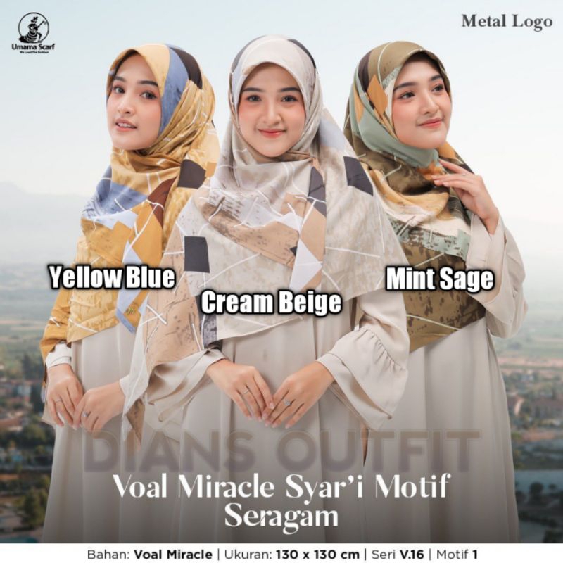 Umama - Voal Miracle Syar'i Print Metal Logo Kerudung Motif Segi Empat Umama Scarf Original