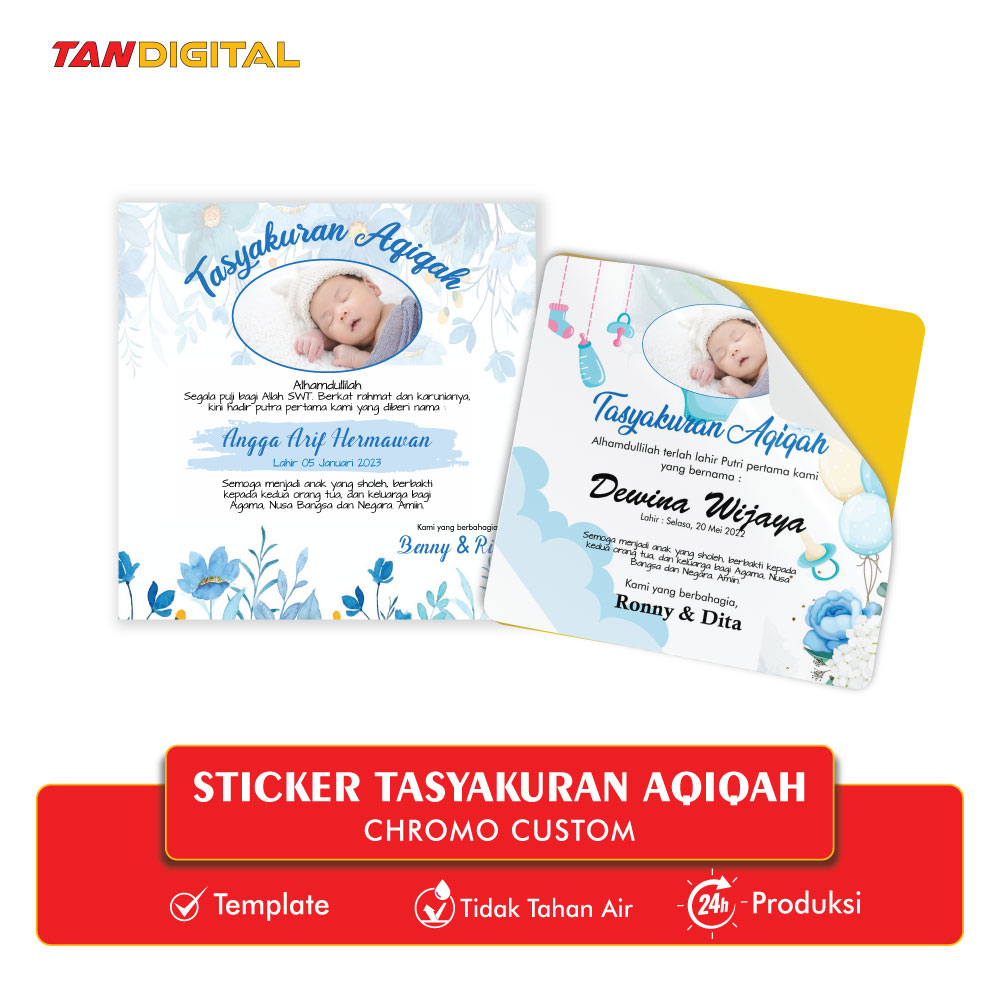 cetak Stiker Aqiqah/ Label Aqiqah/ Label Tasyakuran Aqiqah Bayi/ custom/KARTU / SYUKURAN KELAHIRAN
