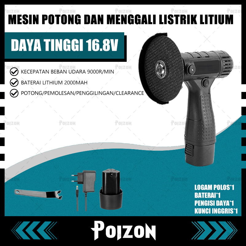 Poizon Gerinda Cordless Gerinda Mini Mesin Gerinda Tangan Gerinda Baterai Gerinda Cas Gerindra Bater