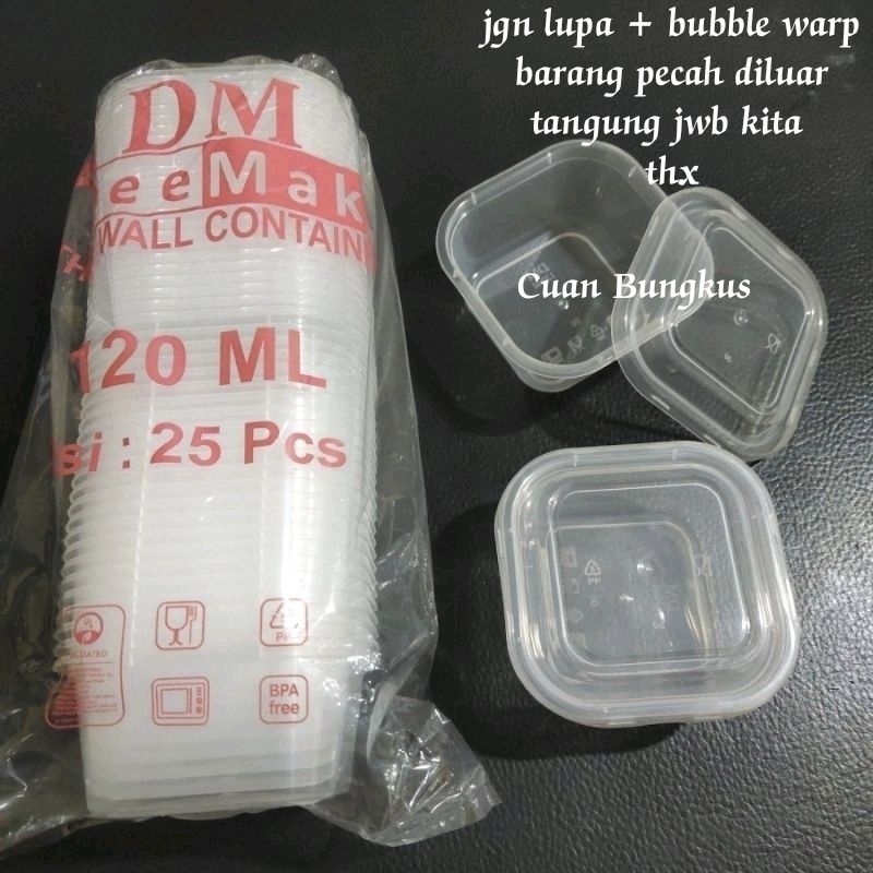 Promo THINWALL DM 120 ML SQUARE MINI - ISI 25 Set Termurah