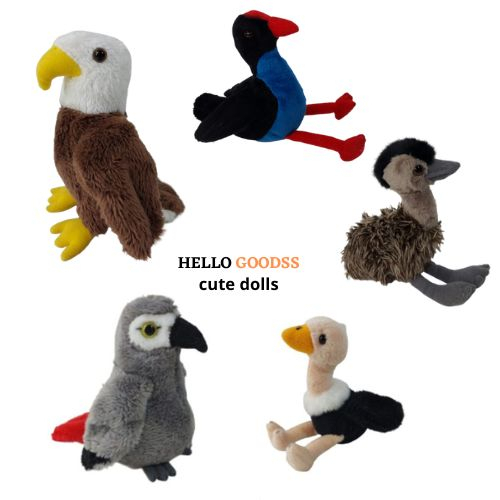 BONEKA BURUNG KAKATUA ABU / OSTRICH / ELANG / PUKEKO / EMU/GAGAK - UKURAN XS ( COCOK UNTUK HADIAH MA