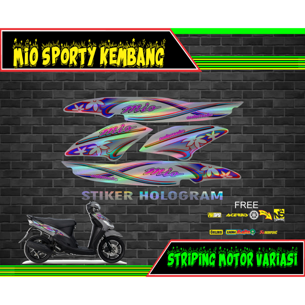 striping stiker hologram motor mio sporty kembang ns 02