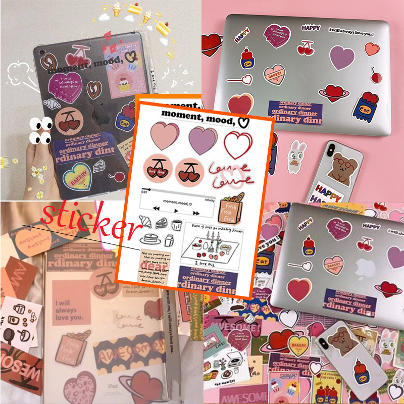 

1pc Sticker Cherry Love Food Sticker TikTok Same Stickers For Mobile Tablet，Kulkas ，Alat tulis