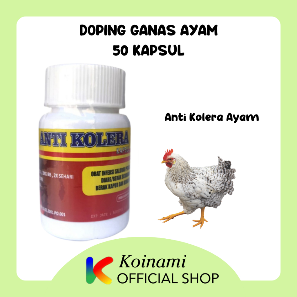 Doping Ganas Ayam 50 Kapsul / Anti Kolera Ayam 50 Kapsul / Snot K.O Ayam 50 Kapsul