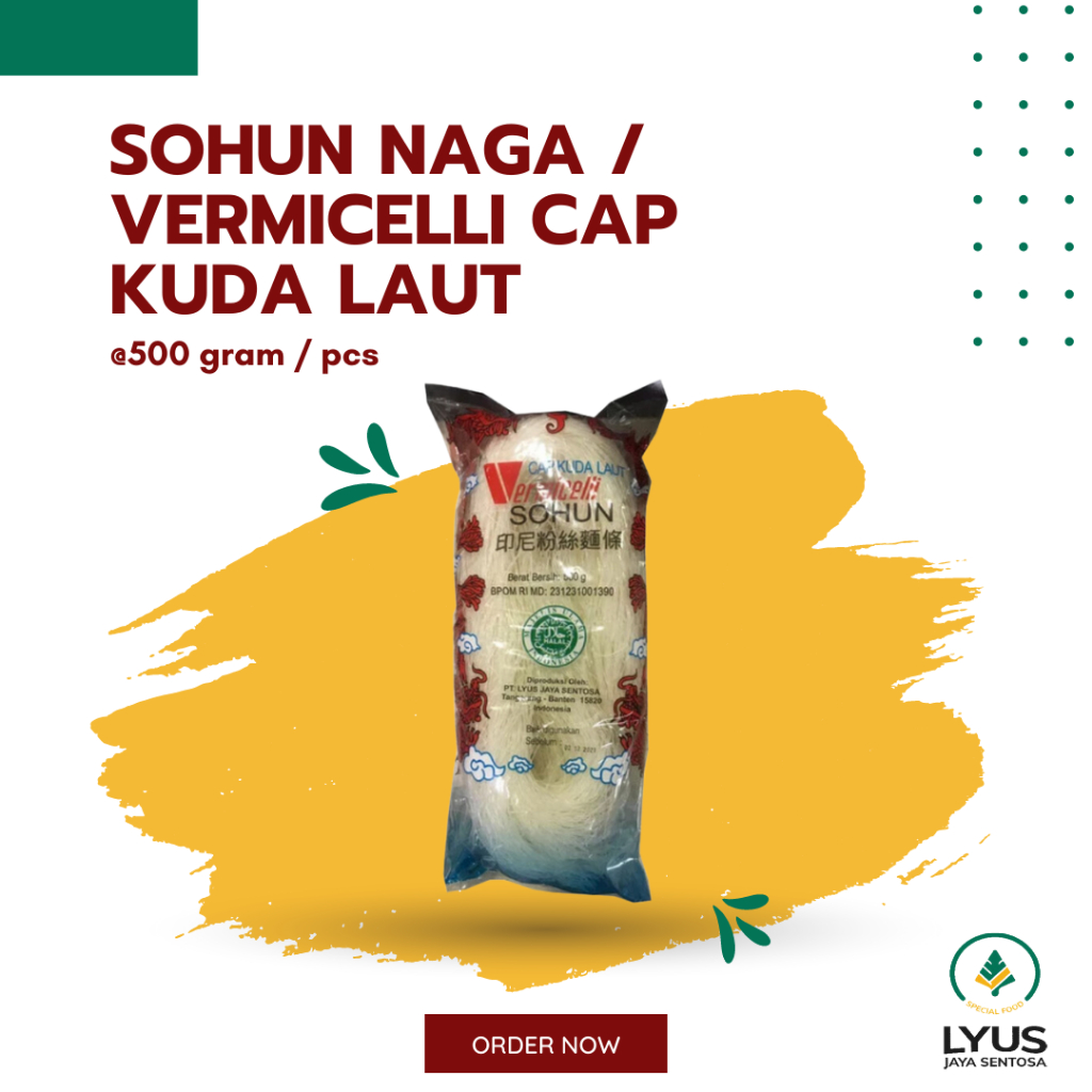 

Soun / Sohun Naga Liong Putih cap Kuda Laut @500g (kemasan)