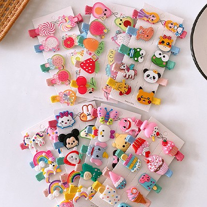 MMM Jepit Rambut Anak Perempuan Fashion Lucu 10 in 1 Jepitan Rambut Anak Fashion Karakter Jepitan Hair Pin Gaya Korea Kids Unicorn Ice Cream Import Murah