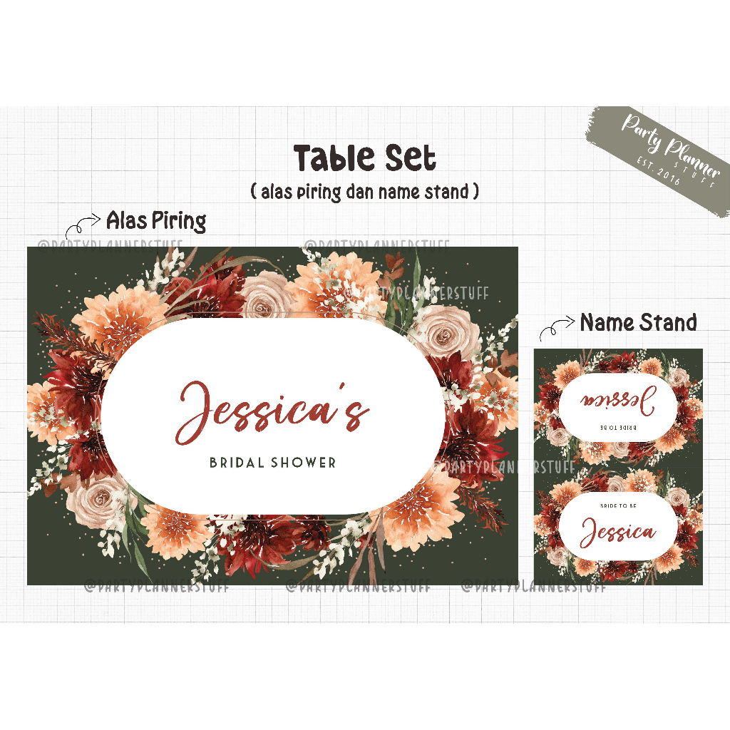 Table set table decor bridal shower / baby shower / engagement / private wedding party / dekorasi me