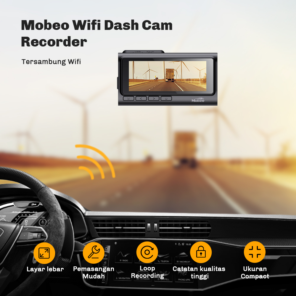 (Exclusive) Mobeo Wifi Dash Cam MSDC02 (Front and Rear Camera)