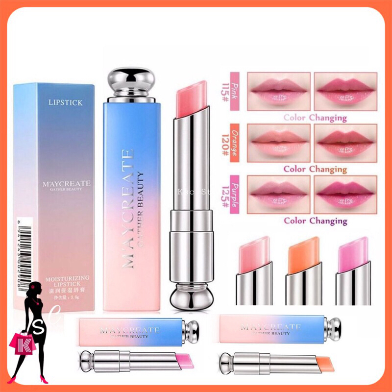 Original Korea Lipstik Maycreate Lipbalm Mycreate Bisa berubah warna sesuai PH temperatur tubuh Colo