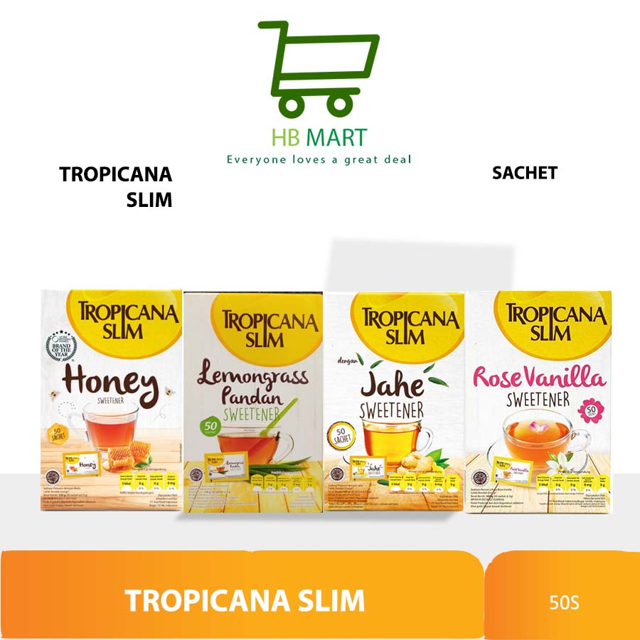 

Tropicana Slim SWT HONEY / JAHE / LEMONGRASS PANDAN / ROSE (50 Sch)