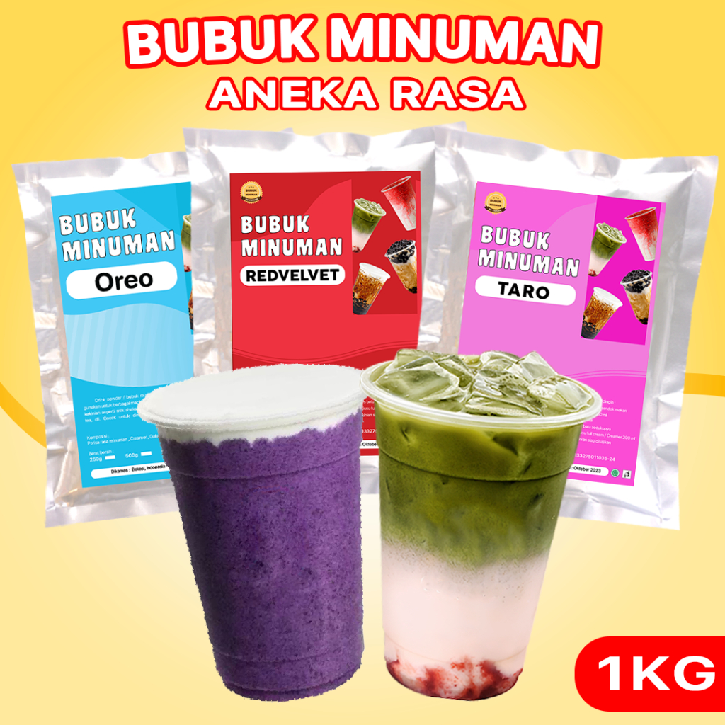 BUBUK MINUMAN RASA 1KG / SERBUK MINUMAN ANEKA RASA /  BUBUK MINUMAN ANEKA  RASA 1KG / BUBUK MINUMAN KEKINIAN / BUBUK MINUMAN INSTAN / BUBUK MINUMAN BOBA / DRINK POWDER 1KG