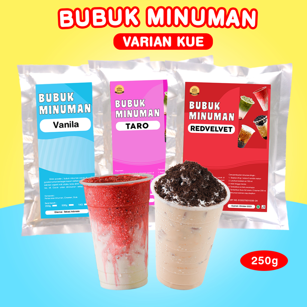 BUBUK MINUMAN RASA KEKINIAN 250GR SERBUK MINUMAN ANEKA RASA / BUBUK MINUMAN KEKINIAN / BUBUK MINUMAN INSTAN / BUBUK MINUMAN ANEKA VARIAN  / DRINK POWDER 250G