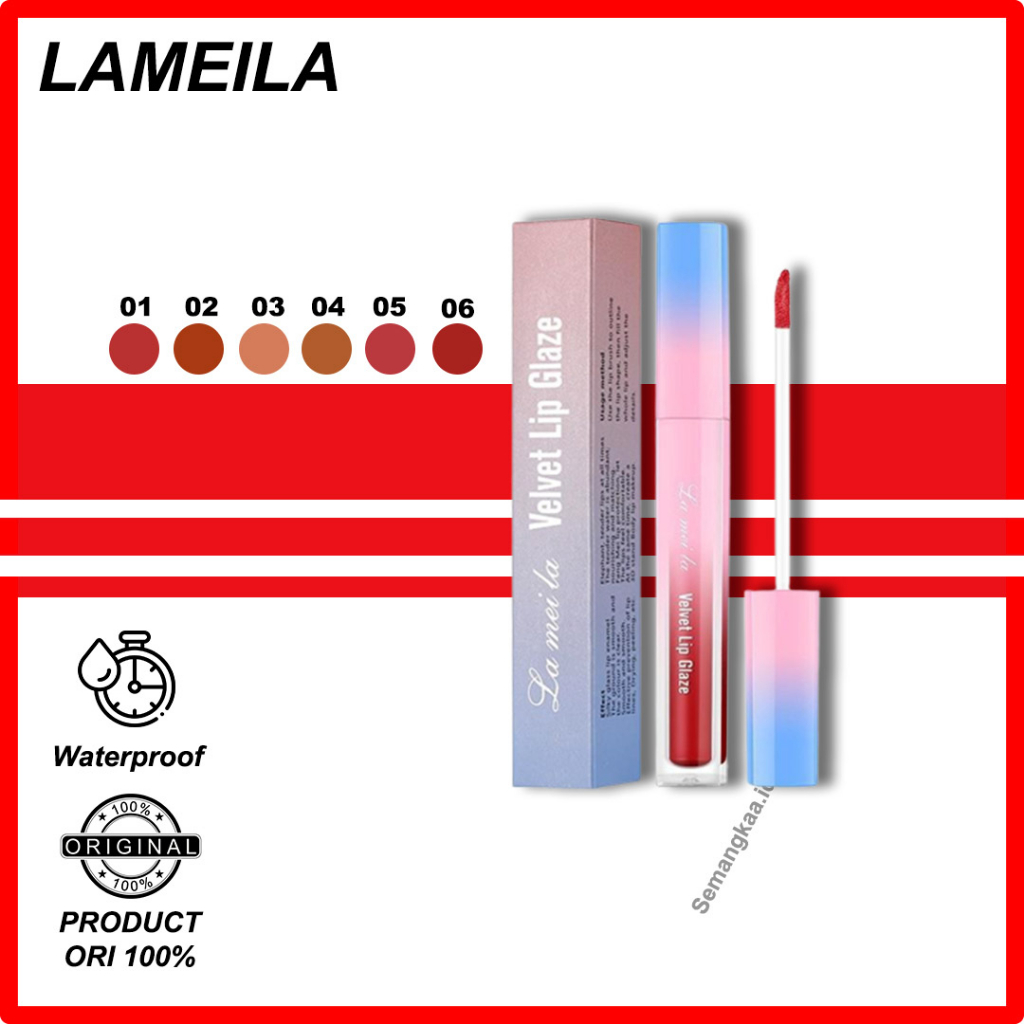 LAMEILA Lipstick Cair Kosmetik Lip Glaze Velvet Metal Bibir Makeup Kecantikan Waterproof Lip Tint Lipstik Lip Gloss LA035