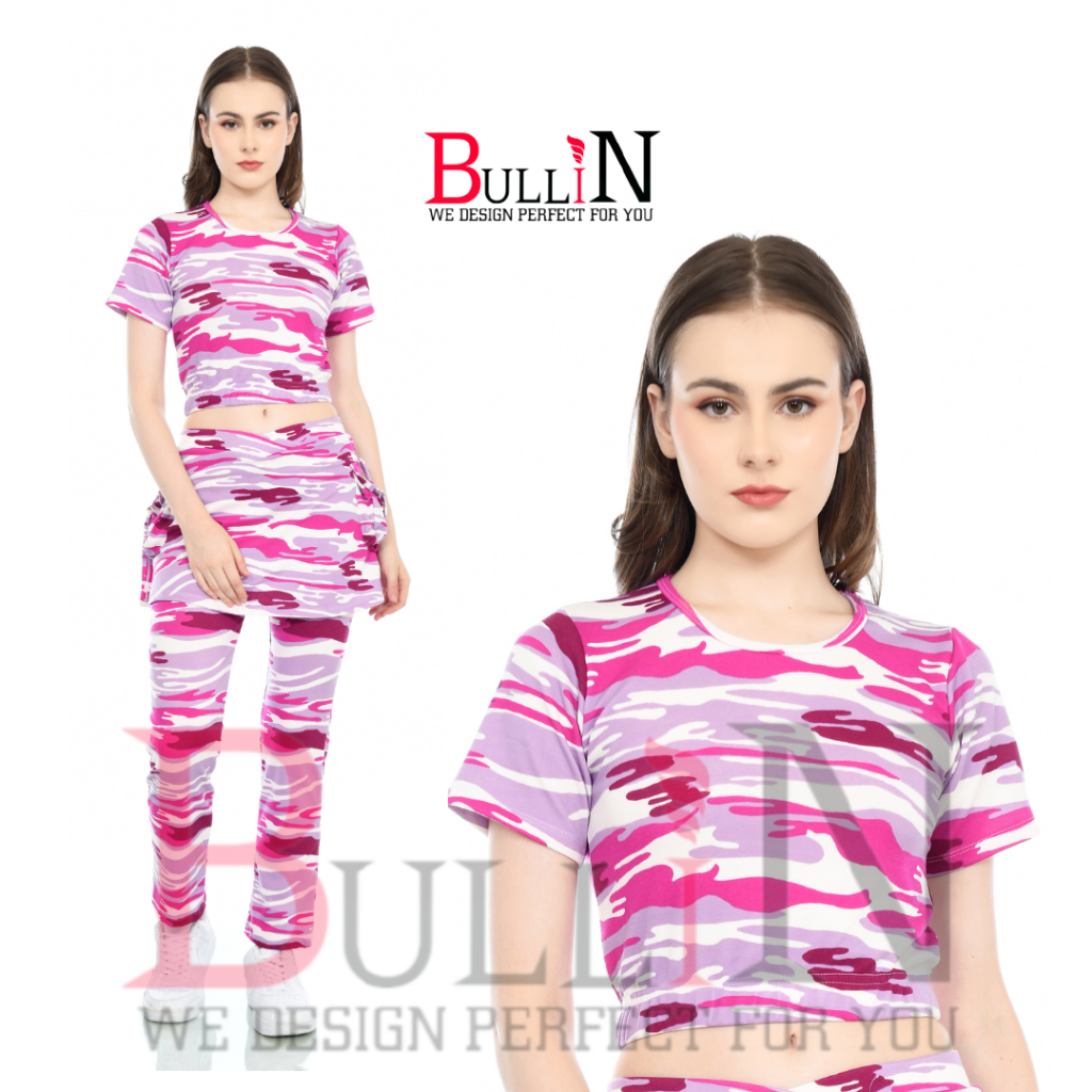 BULLIN | Baju crop olahraga wanita loreng / atasan loreng  olahraga wanita crop