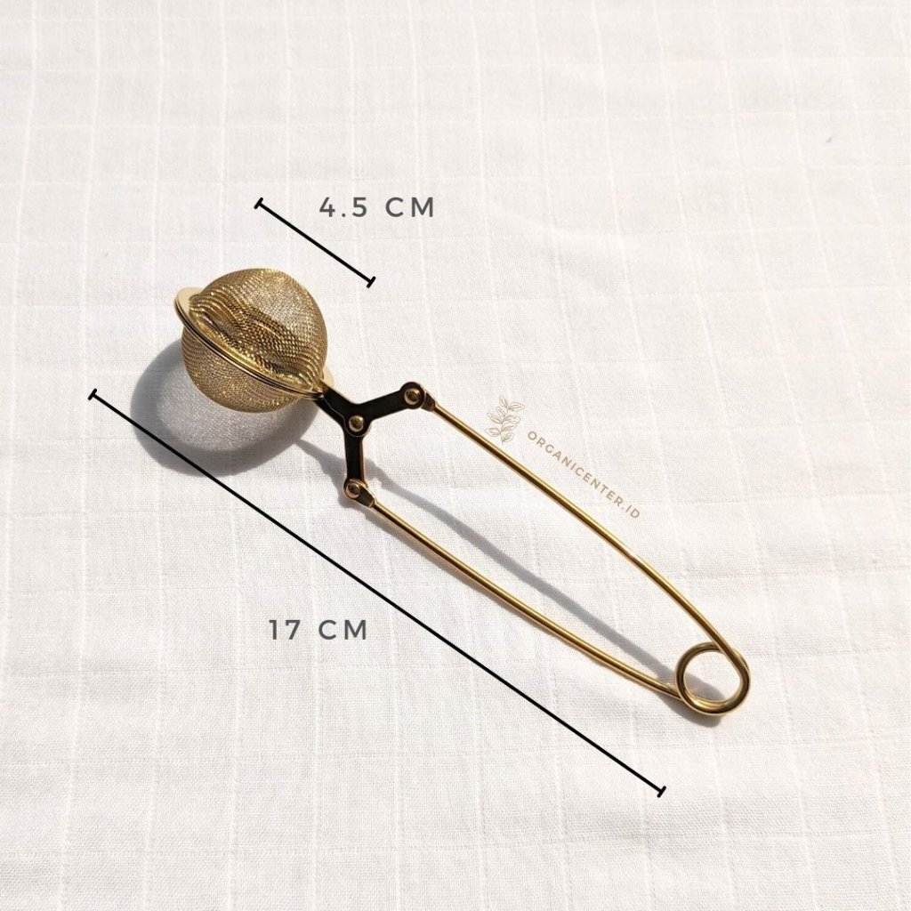 Saringan Teh Tea Infuser Strainer Stainless Steel Estetik With Handle Clip Rempah Filter Jepit Bola Bulat Reuseable Eco Friendly Silver Gold
