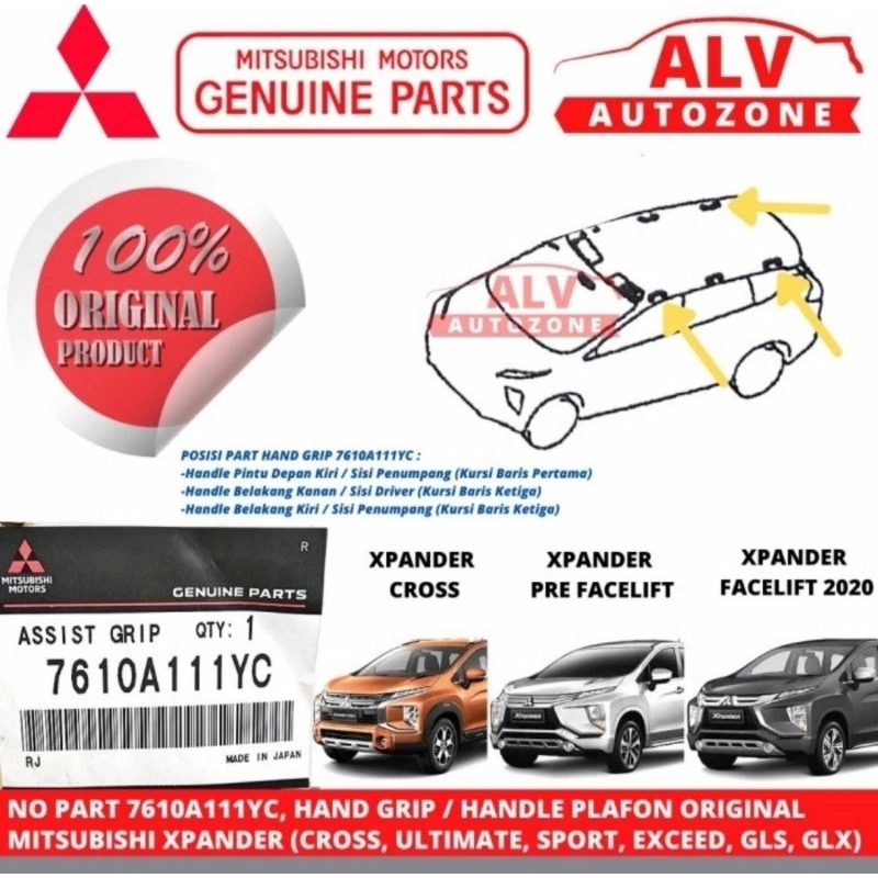 HANDLE / HAND GRIP PLAFOND ORIGINAL MITSUBISHI XPANDER (CROSS, ULTIMATE, SPORT, EXCEED, GLS & GLX)