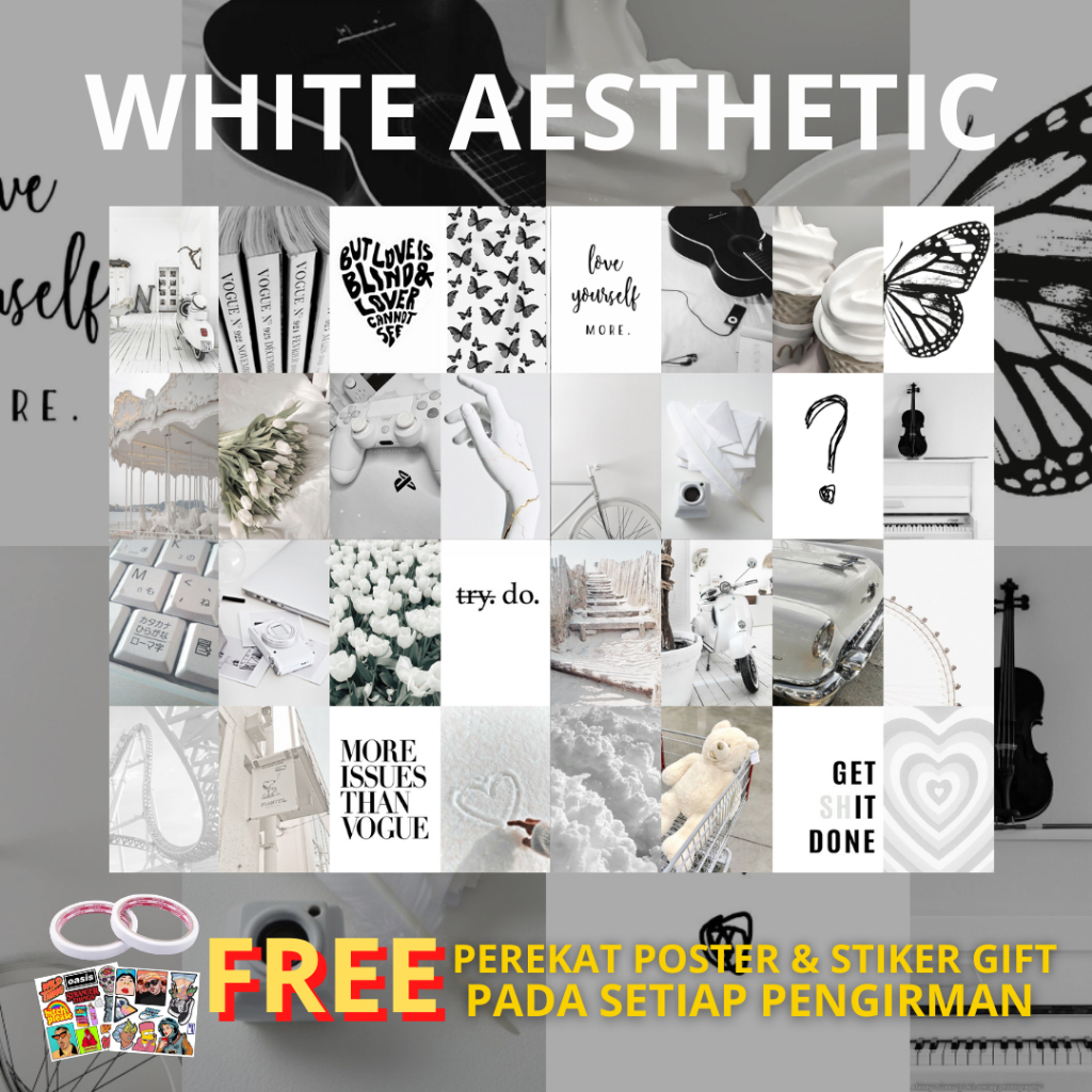 Poster Dindind Aeshtetic White Isi 48Pcs