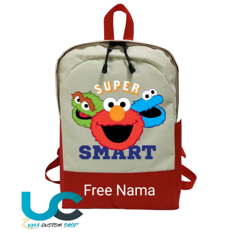 Tas Anak Cookie Monster | Tas Sekolah Custom Gambar Cookie Monster | Ransel Anak Cookie Monster | Ta