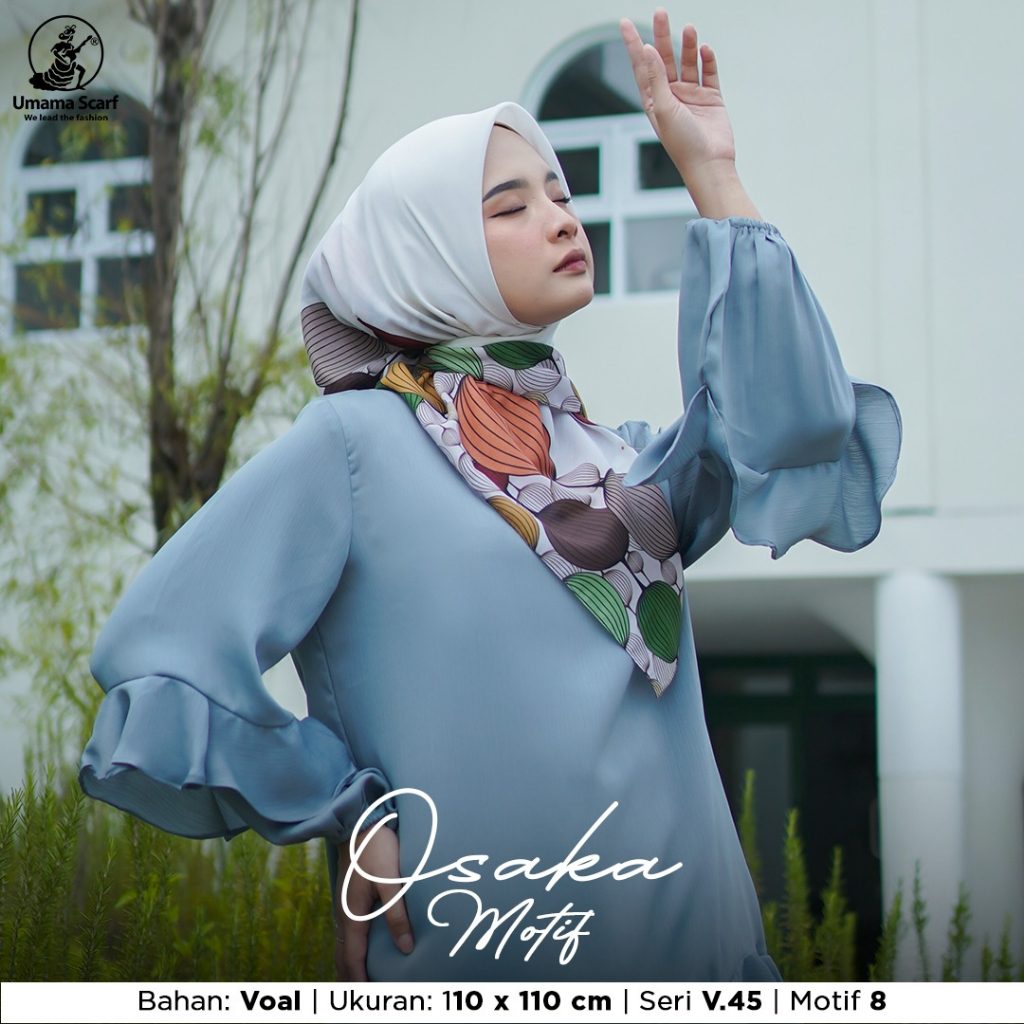 UMAMA HIjab Segi Empat Motif OSAKA MOTIF Jahit Tepi Jilbab Murah