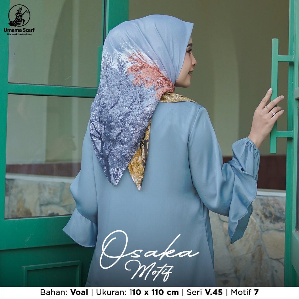 UMAMA HIjab Segi Empat Motif OSAKA MOTIF Jahit Tepi Jilbab Murah