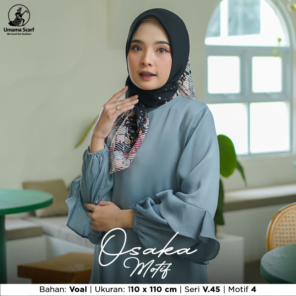 UMAMA HIjab Segi Empat Motif OSAKA MOTIF Jahit Tepi Jilbab Murah