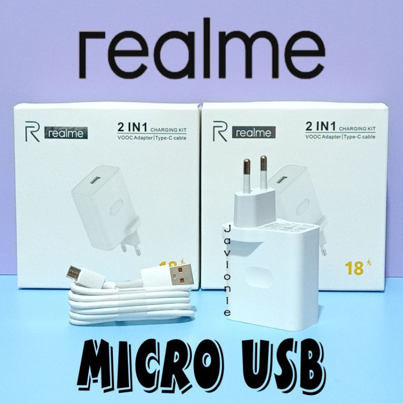 REALME Charger Casan Cas Original C15 C25Y Fast Charging MICRO USB 18W 20W