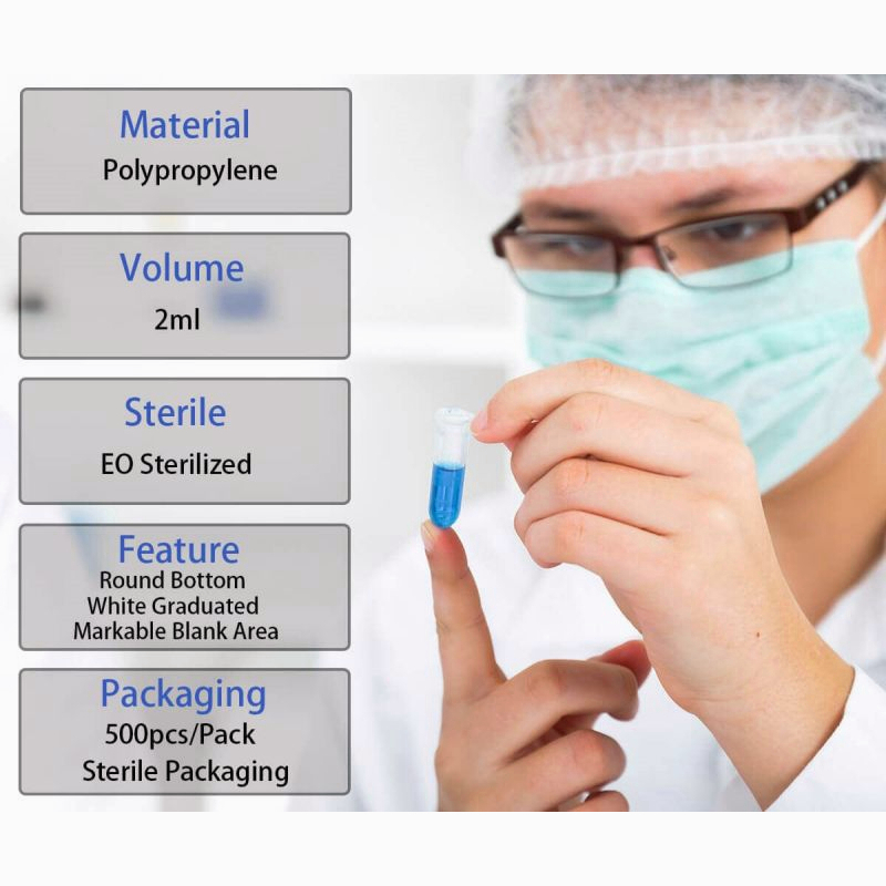 Apotik_Nugroho Pcr Tube 500Pcs Eppendorf Tube 2Ml Centrifuge Tube Sample Cup