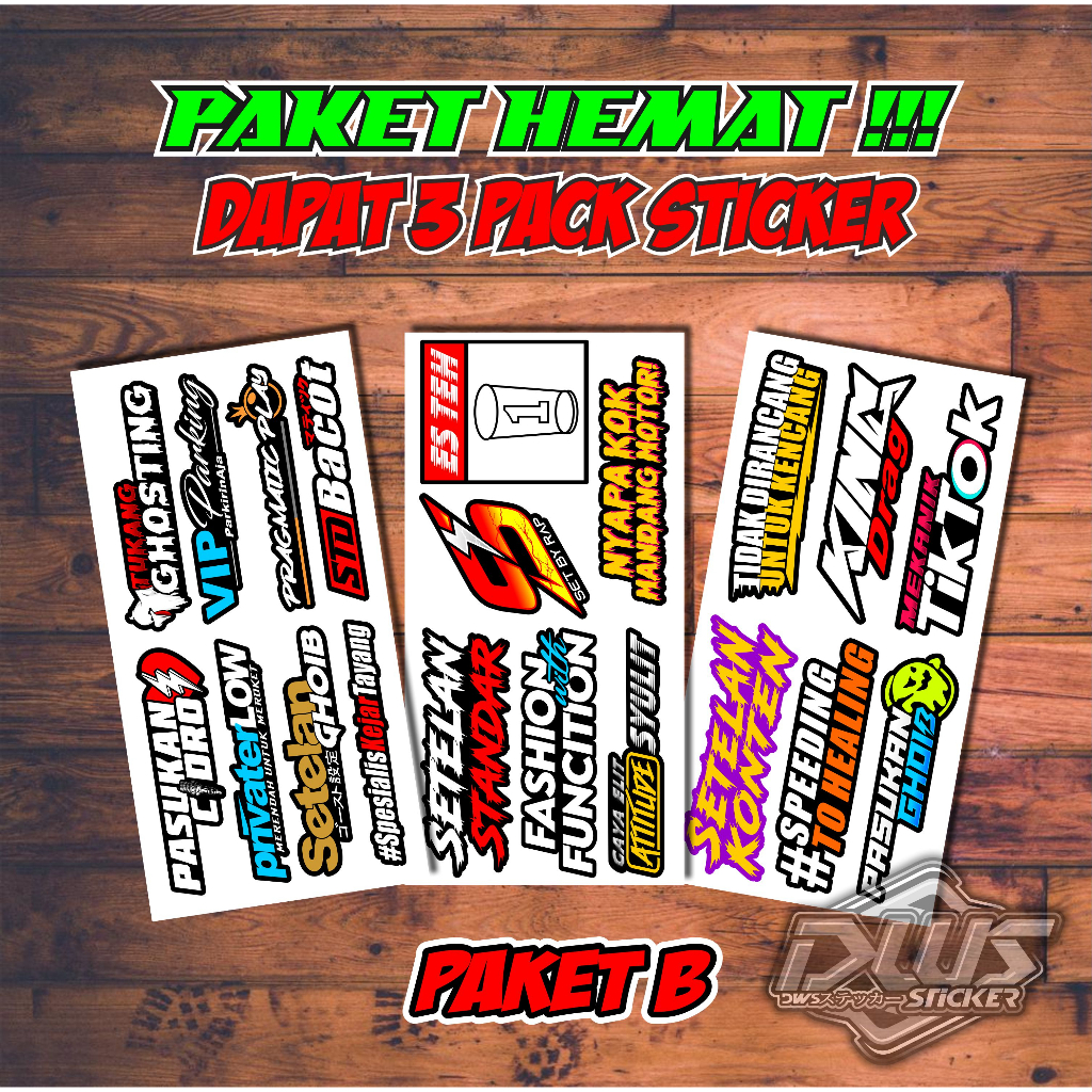 Sticker Print Cut Stiker Racing Stiker Motor ( PAKET HEMAT ISI 3 PACK )