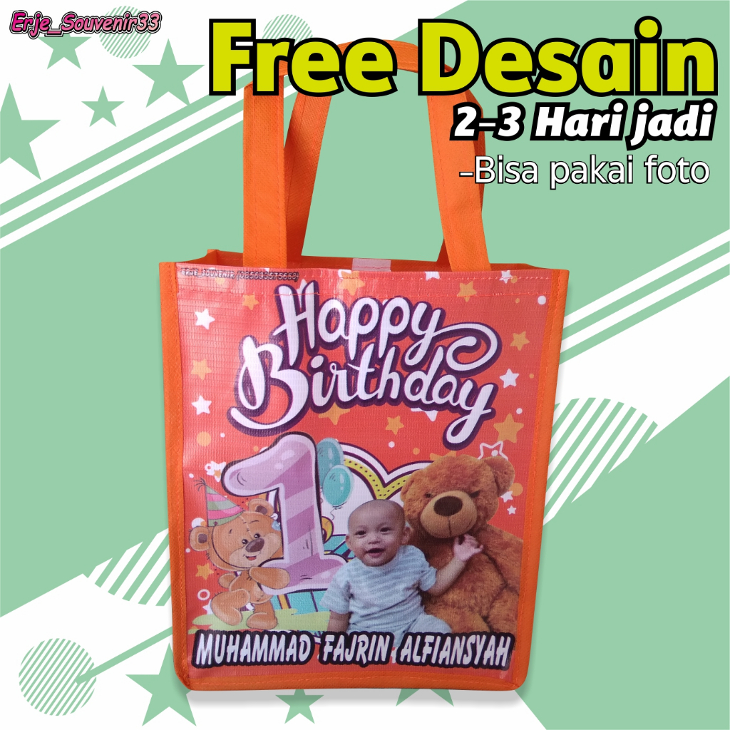 

Tas Ultah Anak Free Desain/Tas Ulang Tahun Custom/Goodie Bag Ultah Anak/Tas Ultah Karakter