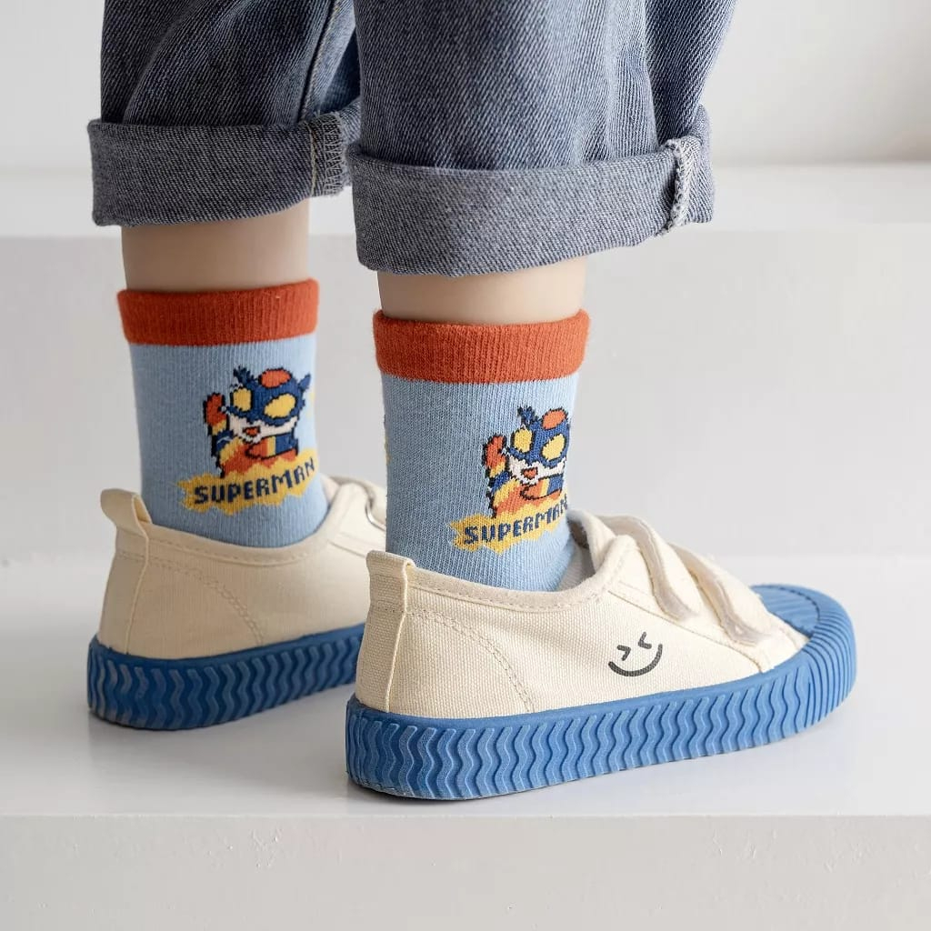 Kaos Kaki Anak Laki Sekolah TK SD Motif Cowok Korea Superhero Ultramen Socks Kids Terbaru K2S