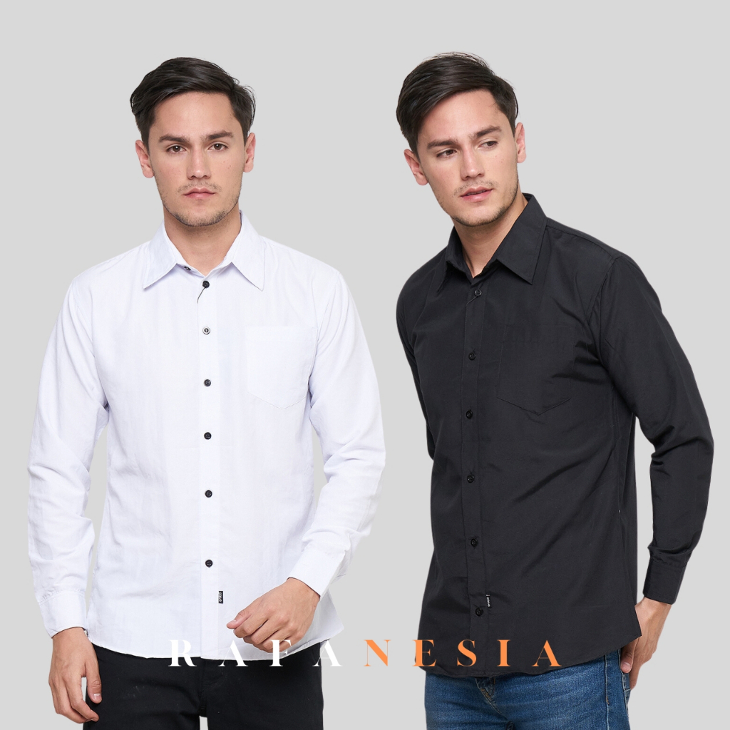 KEMEJA POLOS PRIA SLIMFIT LENGAN PANJANG PUTIH KANCING PUTIH DISTRO FORMAL BAHAN POPPLIN PREMIUM