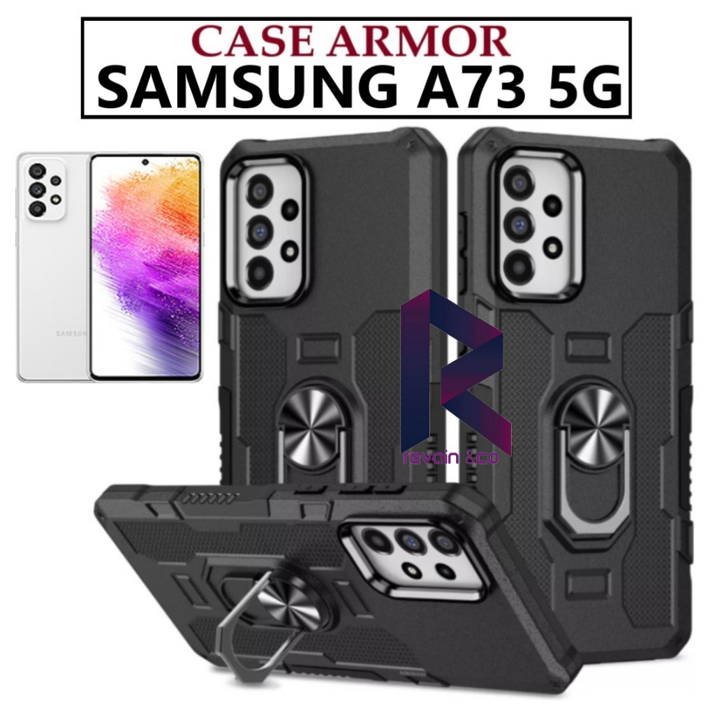 Case Armor SAMSUNG GALAXY A73 5G Iring Cincin Magnetic Kesing Hp Protect kamera Premium Hard Case Standing Robot Pelindung Kamera