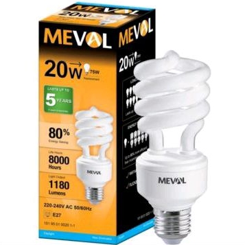 MEVAL Lampu Tornado Spiral LHE 20 Watt Cool Daylight