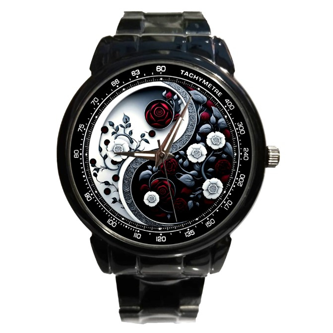Jam Tangan Keren Pria Gambar YinYang / Yin dan Yang / Yin and Yang / YinYang Art 3