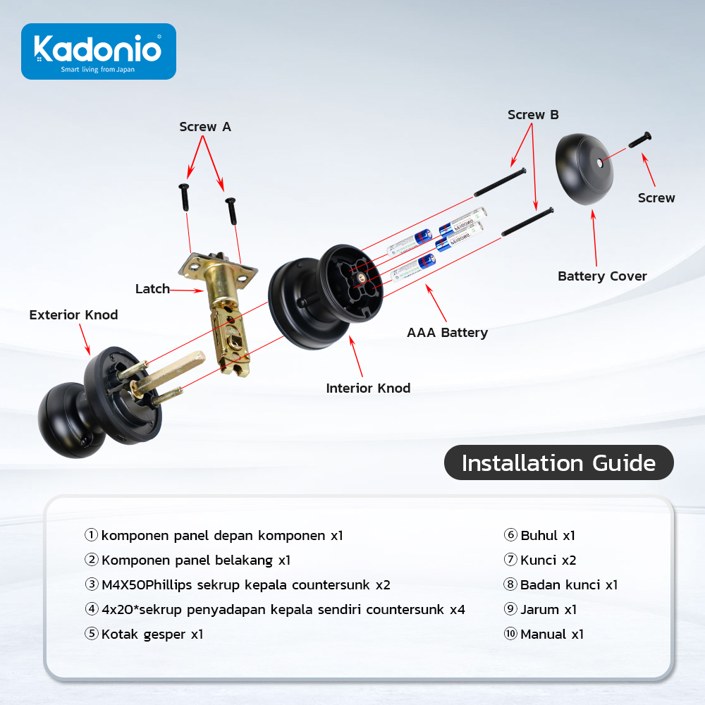 Kadonio tombol pintar sidik jari kunci Pintu TUYA Kontrol Bluetooth kunci pintu Sidik Jari Smart doorlock kunci pintu fingerprint