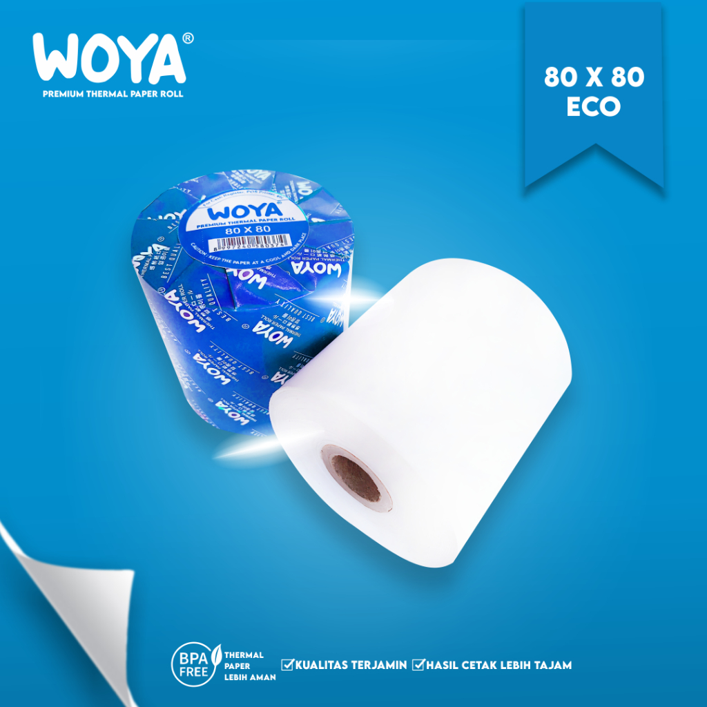 

WOYA Kertas Thermal 80X80 ECO WOYA Kasir Struk Paper Roll Termal 80x80mm Thermal POS Printer Parkir Antrian 79 80 x 80 80x80 mm