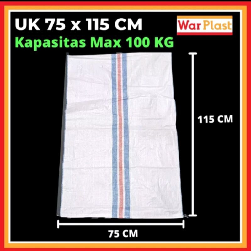 Karung sak plastik bekas paket 100kg 75 x 115