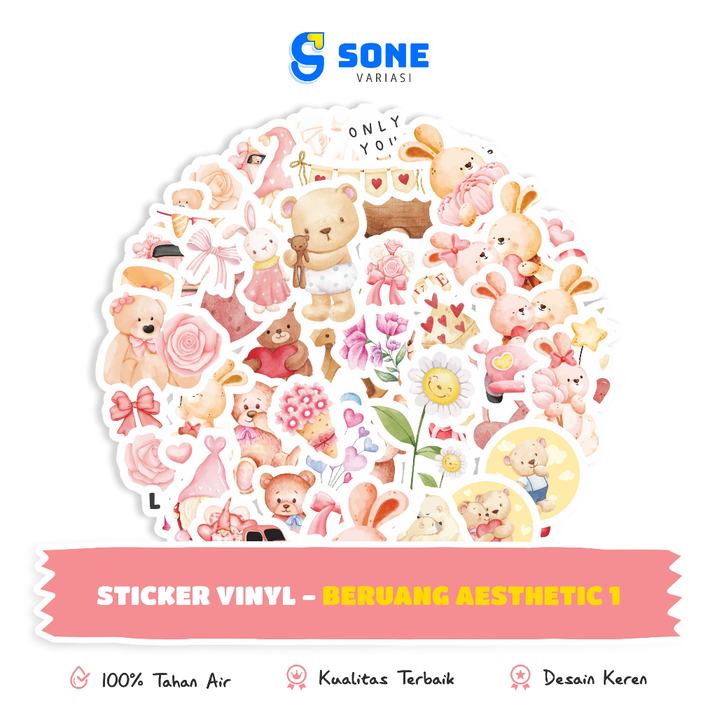 

Stiker Buku Beruang Kartun Aesthetic Waterproof Sticker Notebook Jurnal Casing Phone Koper