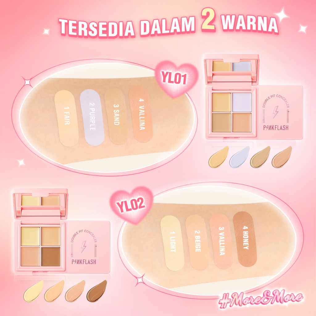 PINKFLASH #More&amp;More Full Coverage Multicolor Concealer Palette Flawless Color Corrector Correcting Waterproof Multi-use Double Fit