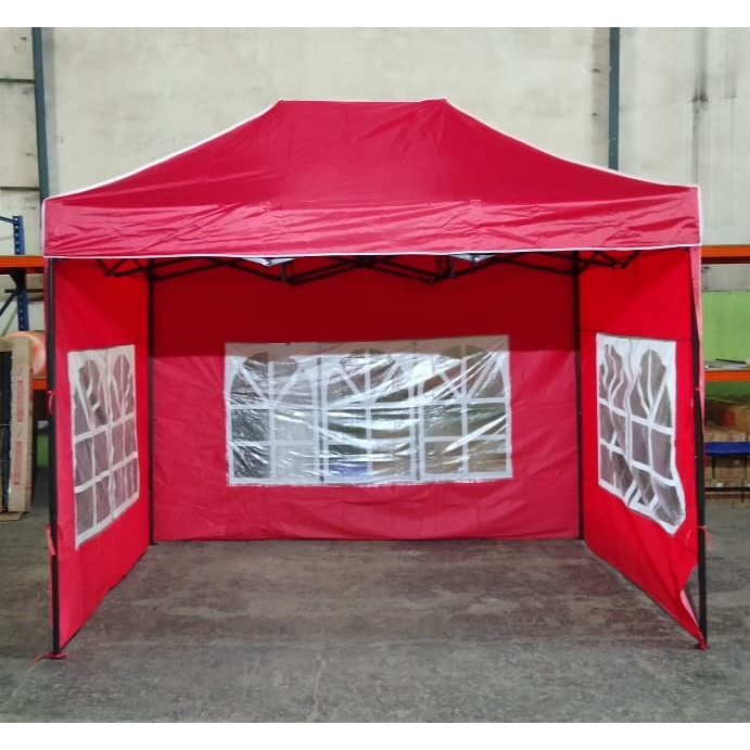 Tenda Lipat Ukuran 2x3 Besi Premium Lengkap Dinding Motif Jendela