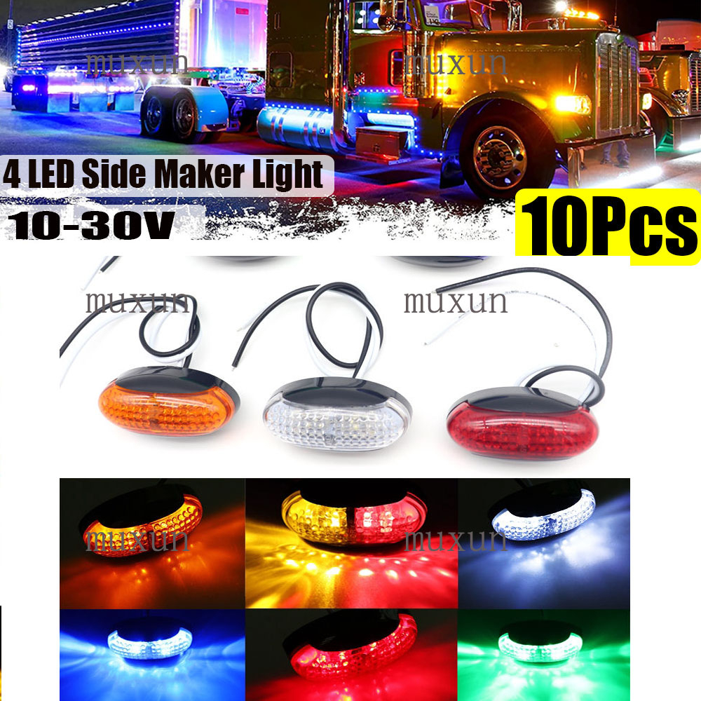 【10pcs/4pcs/2pcs】 12V/24V Universal LED Car Trailer Truck Side Marker Indicator Waterproof Light Truck Caravan Gap Light Original Lampu Truk