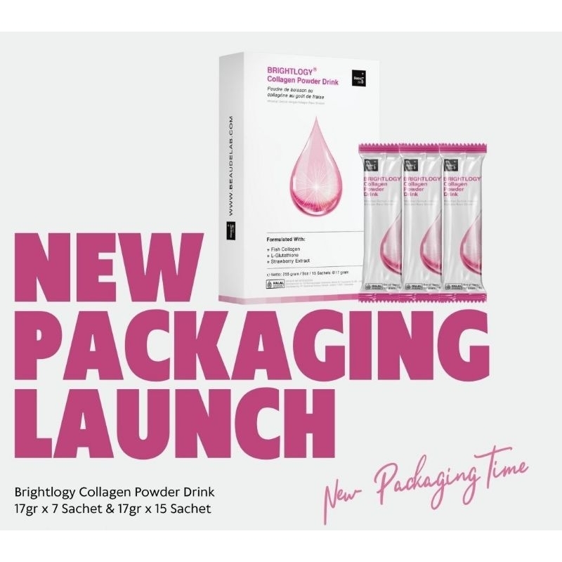 BEAUDELAB |BRIGHTOLOGY |COLAGEN | NEWLAB |New Lab KOLAGEN ORI Pemutih Badan Cepat | Colagen Beauty Drink | powder drink rasa strawberry 5 in 1 beauty elixir beautylab.inc diet dan detox