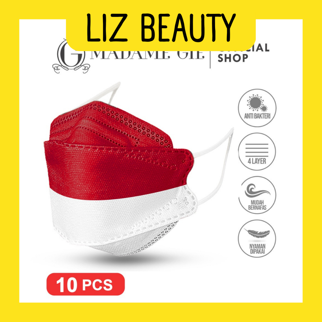 LIZBEAUTY - Madame Gie Protect You KF94 Mask [Merah Putih] - Masker 10 Pcs