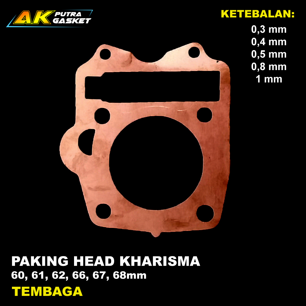 Paking Head Tembaga Honda Kharisma Diameter 60, 61, 62, 66, 67, 68 mm Perpak Packing Gasket