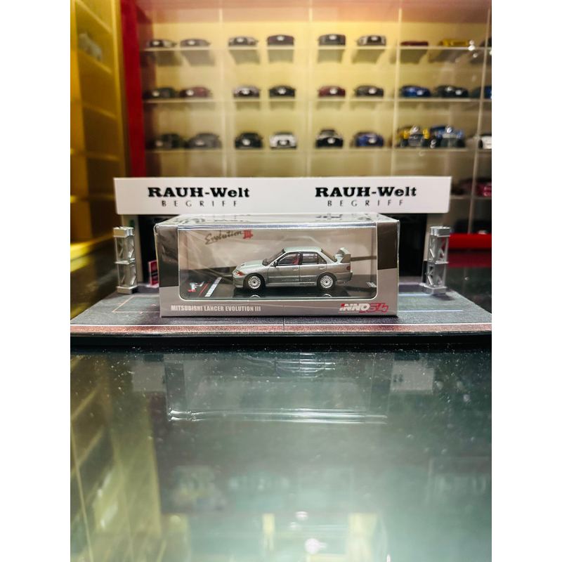 Inno64 Inno Mitsubishi Lancer Evolution III Metallic Grey w/ Extra Wheels