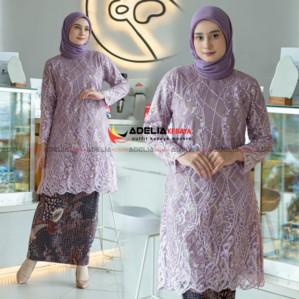 ( COD ) Setelan kebaya tunik melayu - kebaya modern - outfit kekinian - bahan tulle bordir mutiara - baju pesta keluarga, nikahan, kondangan, wisuda ataupun akad