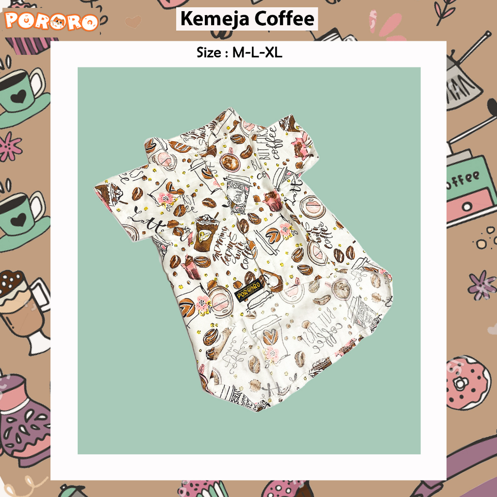 Pororo - Kemeja Kucing  Motif Coffee