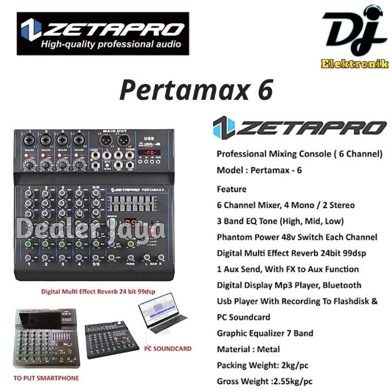 Mixer Analog Zetapro PERTAMAX 6 / PERTAMAX6 - 6 channel