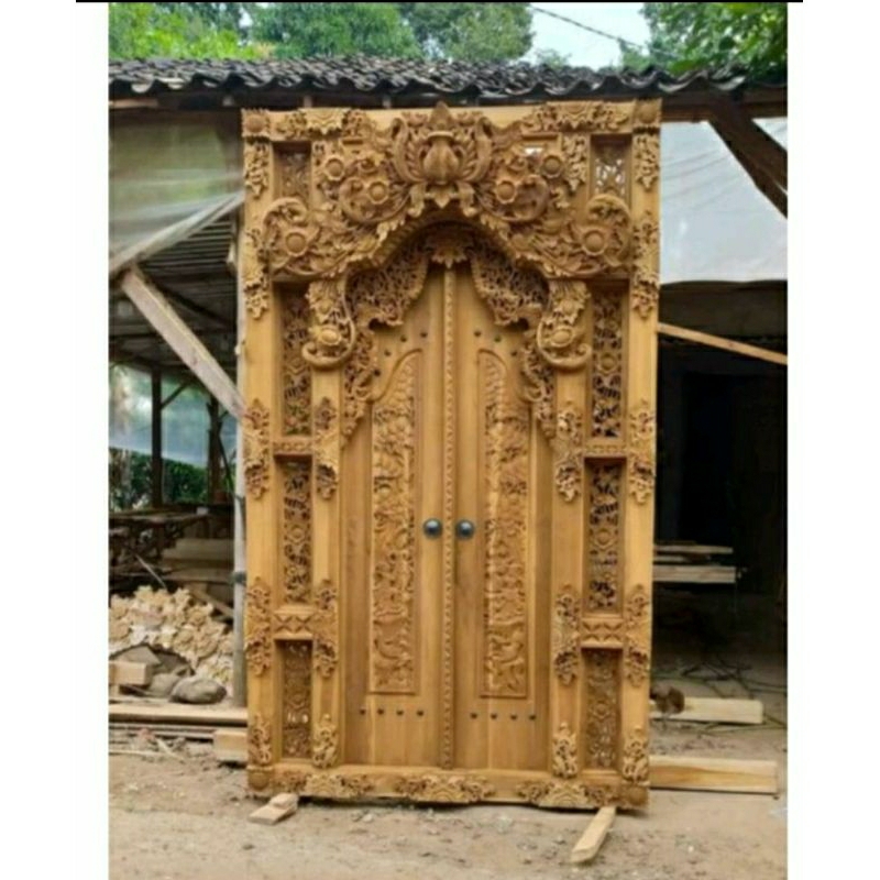 Pintu rumah gebyok style bali kayu jati ukir jepara